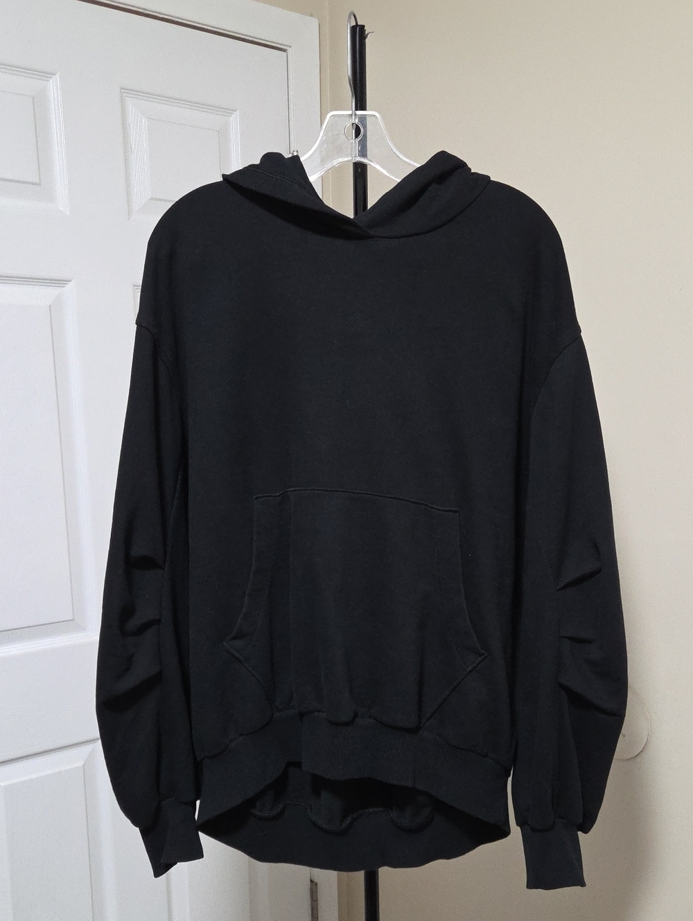 aerie Cotton Blend Black Crewneck Hoodie Sweatshirt